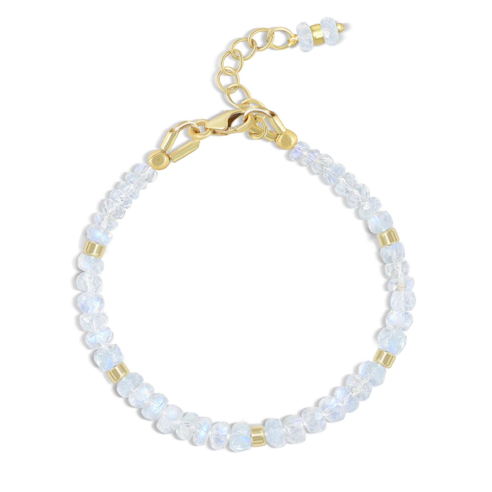 Natural Moonstone Separator Bead Strand Rondelle Bracelet - Goodstone Jewels