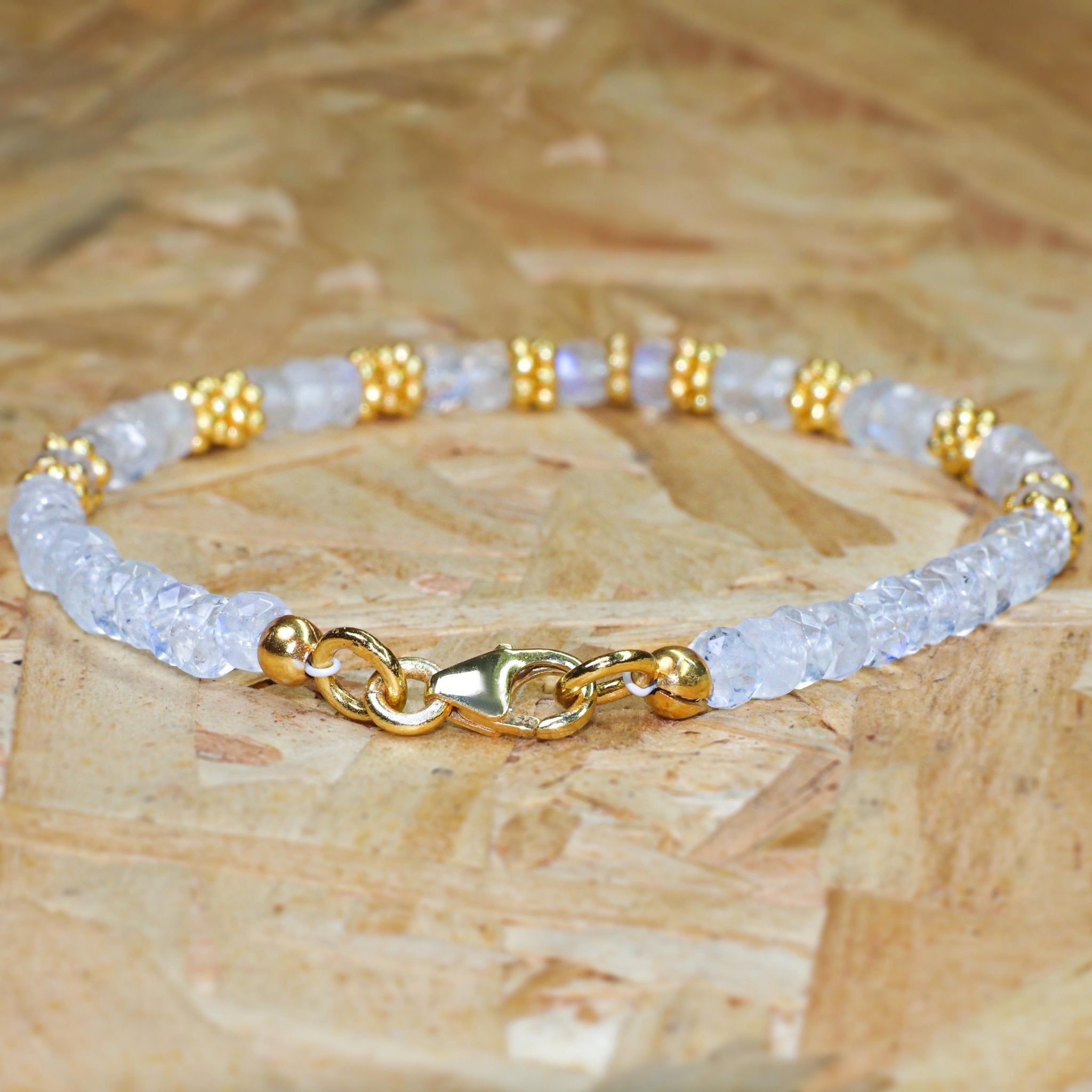 Natural Moonstone Separator Beaded Bracelet - Goodstone Jewels