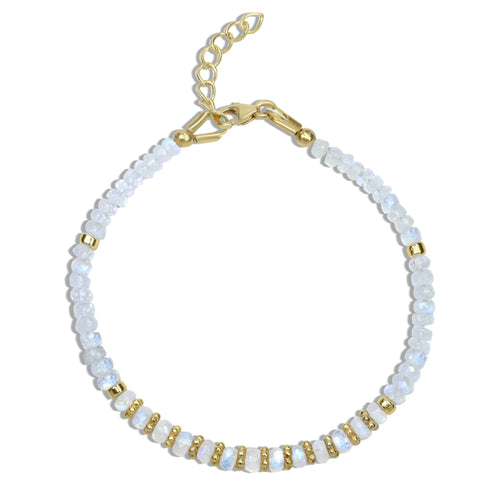 Natural Moonstone Separator Rondelle Beaded Bracelet