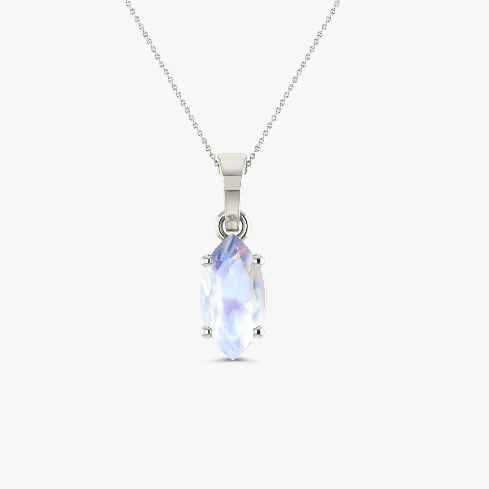 Natural Moonstone Solitaire Chain Pendant Necklace - Goodstone Jewels