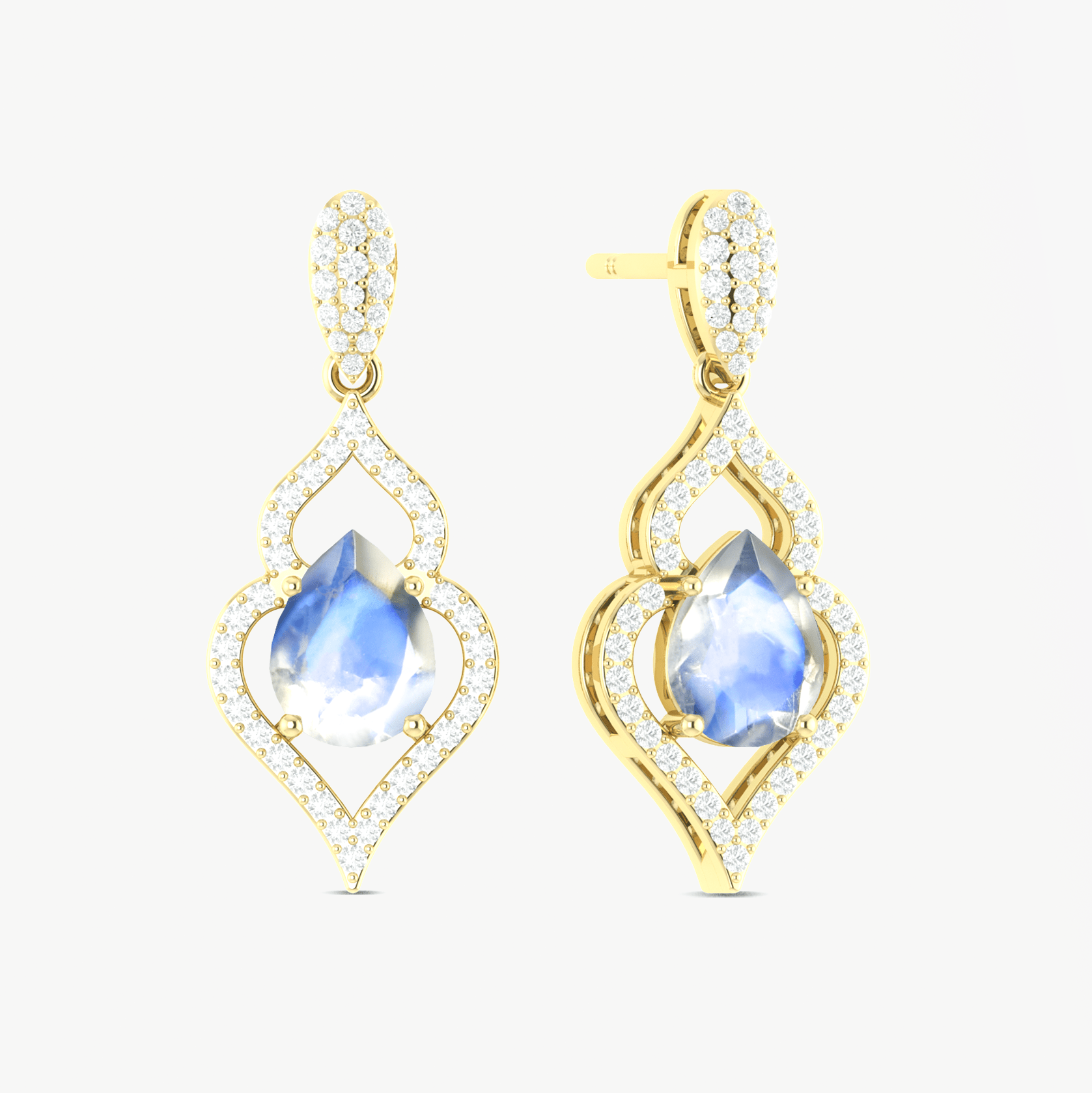 Natural Moonstone Stylish Stud and Drop Earring - Goodstone Jewels