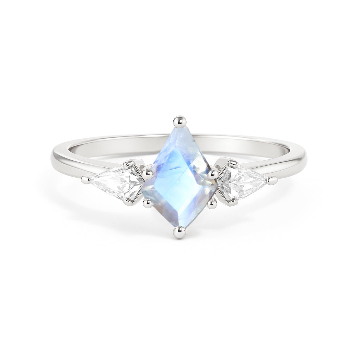 Natural Moonstone Three Stone Ring Wedding, Anniversary, Promise Rings - Goodstone Jewels