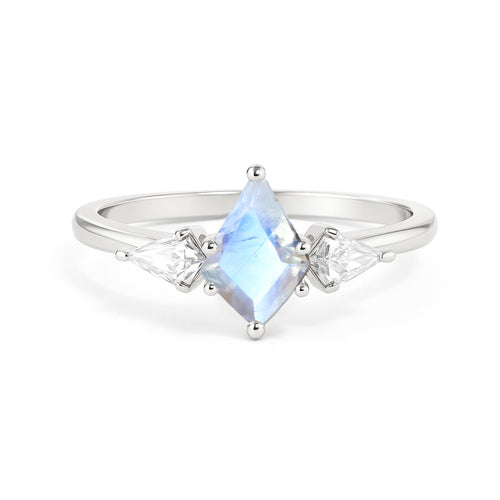 Natural Moonstone Three Stone Ring for Weddings & Anniversaries