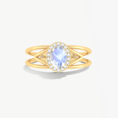 Sterling Silver Moonstone Halo Ring for Women