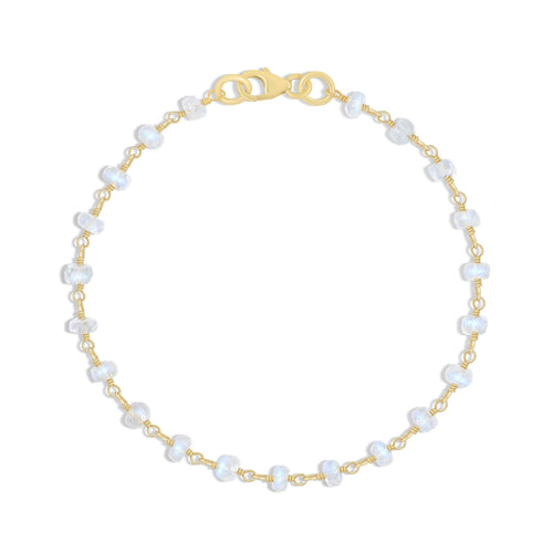 Natural Moonstone Wire Wrap Beaded Bracelet Gold Filled Bracelets