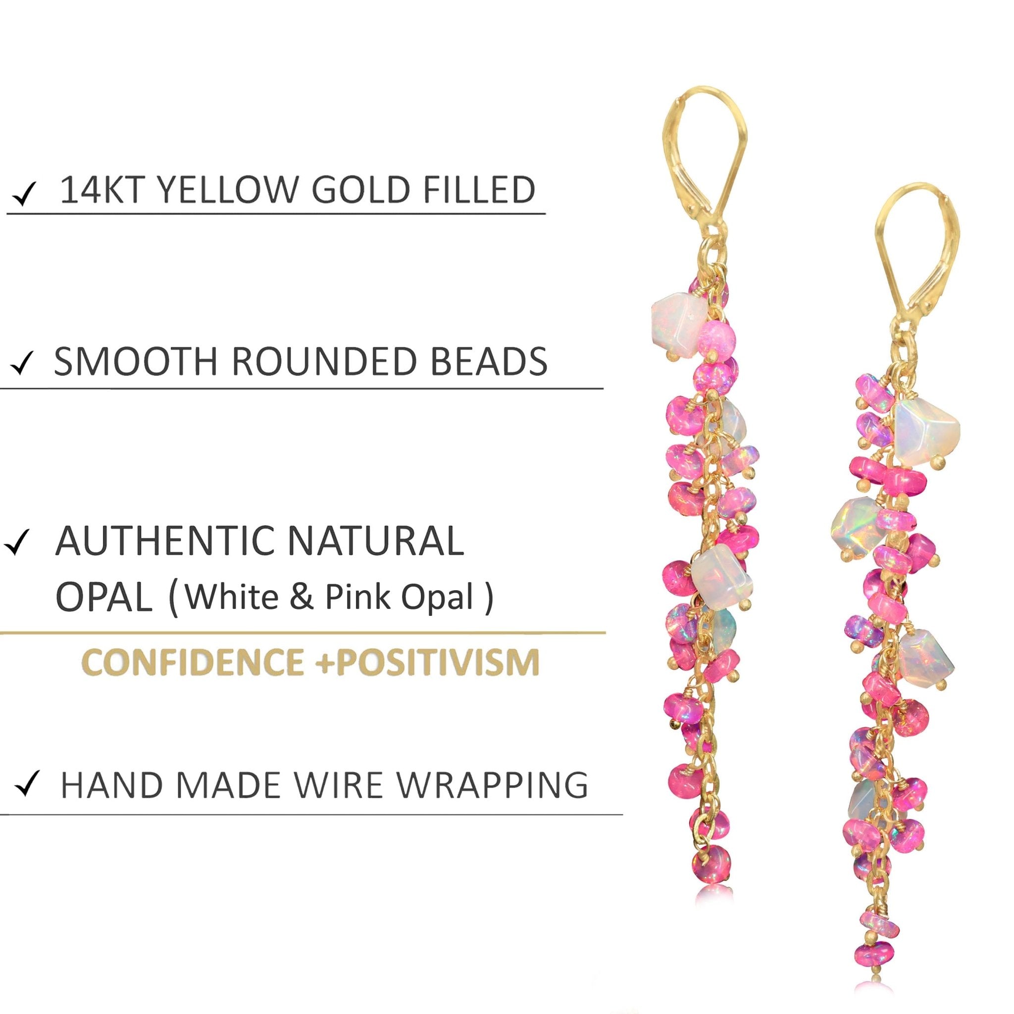 Natural Multi Opal Tumble Beaded Cluster Dangle Drop Earrings - Goodstone Jewels