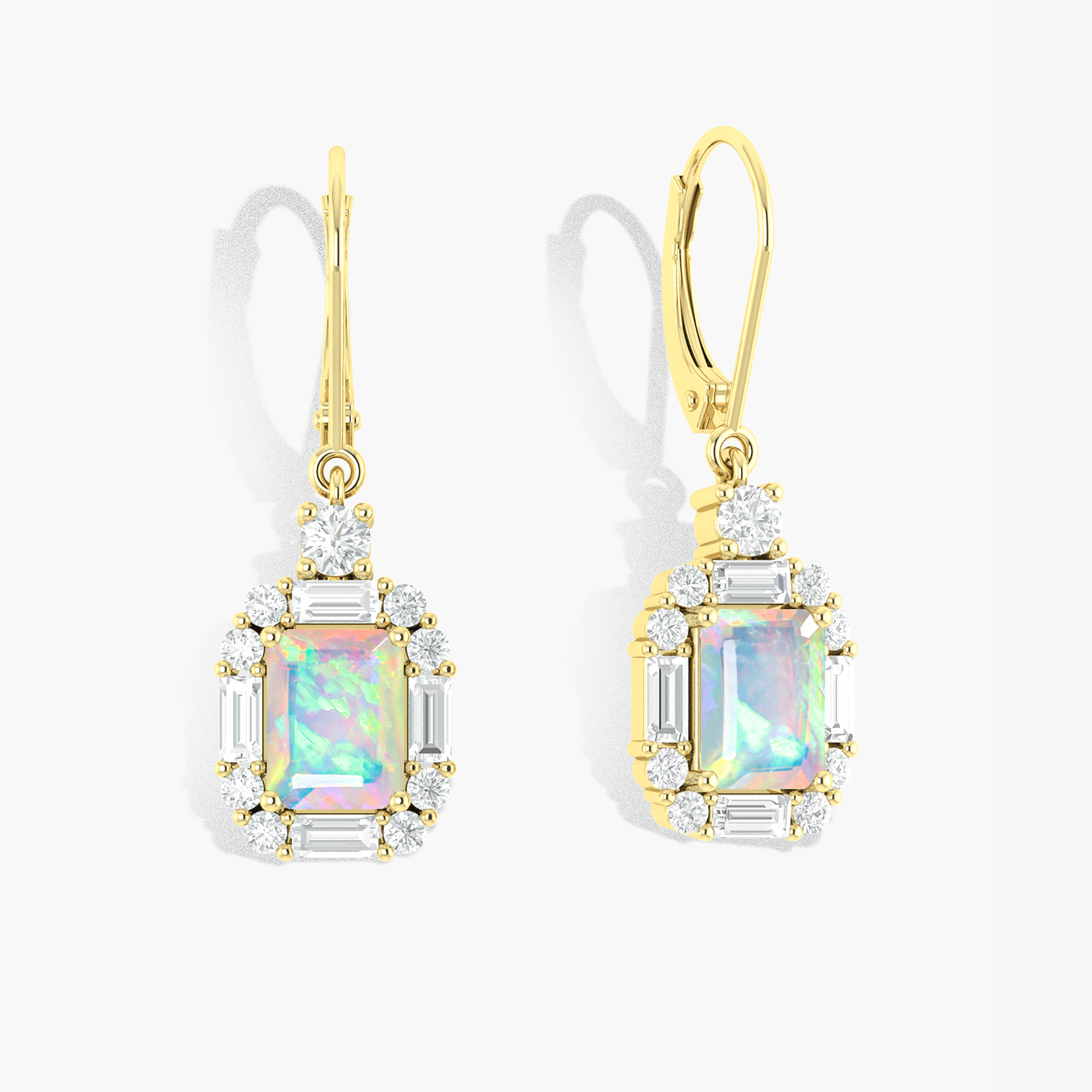 Natural Opal Octagon Gemstone Drop and Drop Earring - Goodstone Jewels
