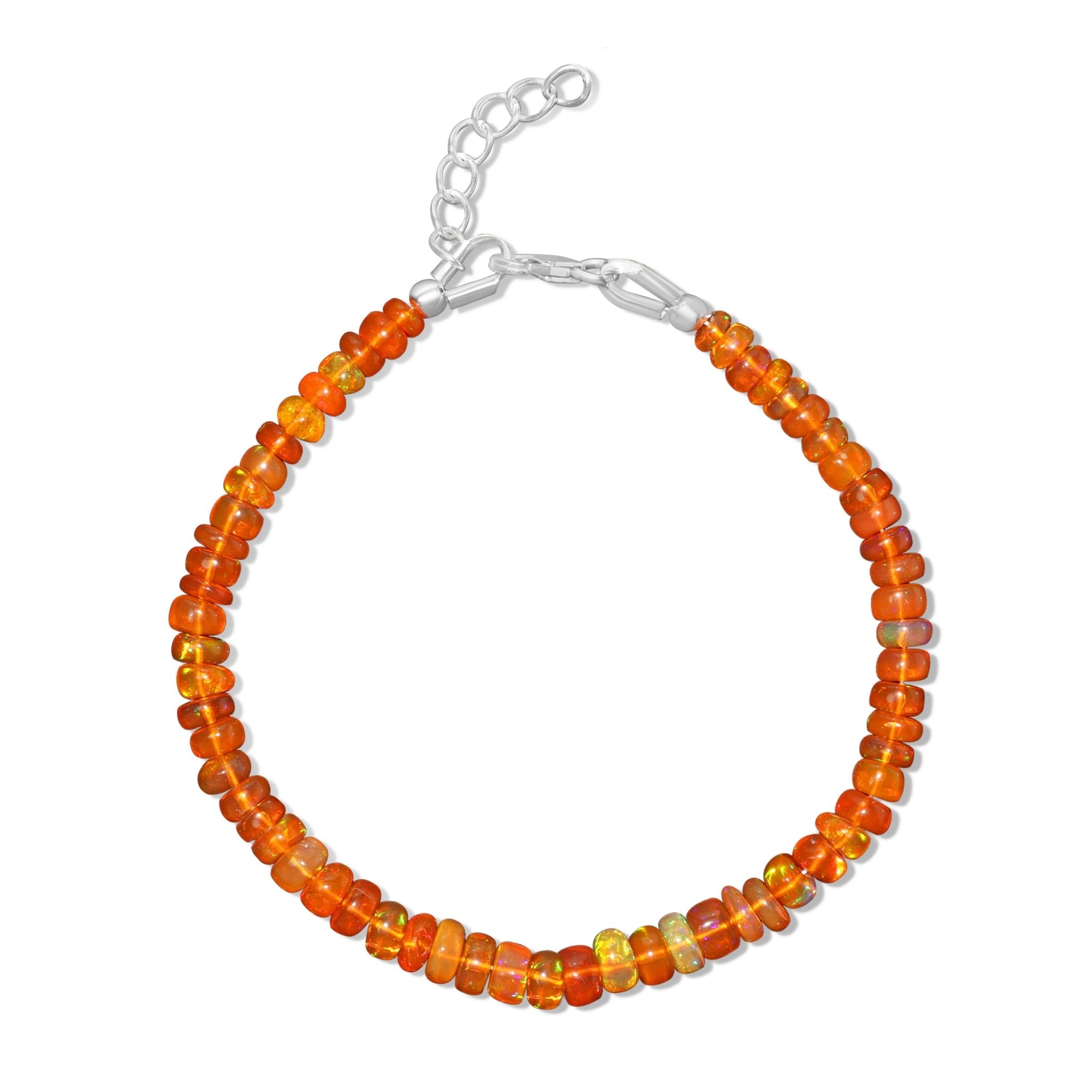 Natural Orange Opal Plain Beaded Bracelet Handmade Jewelry - Goodstone Jewels