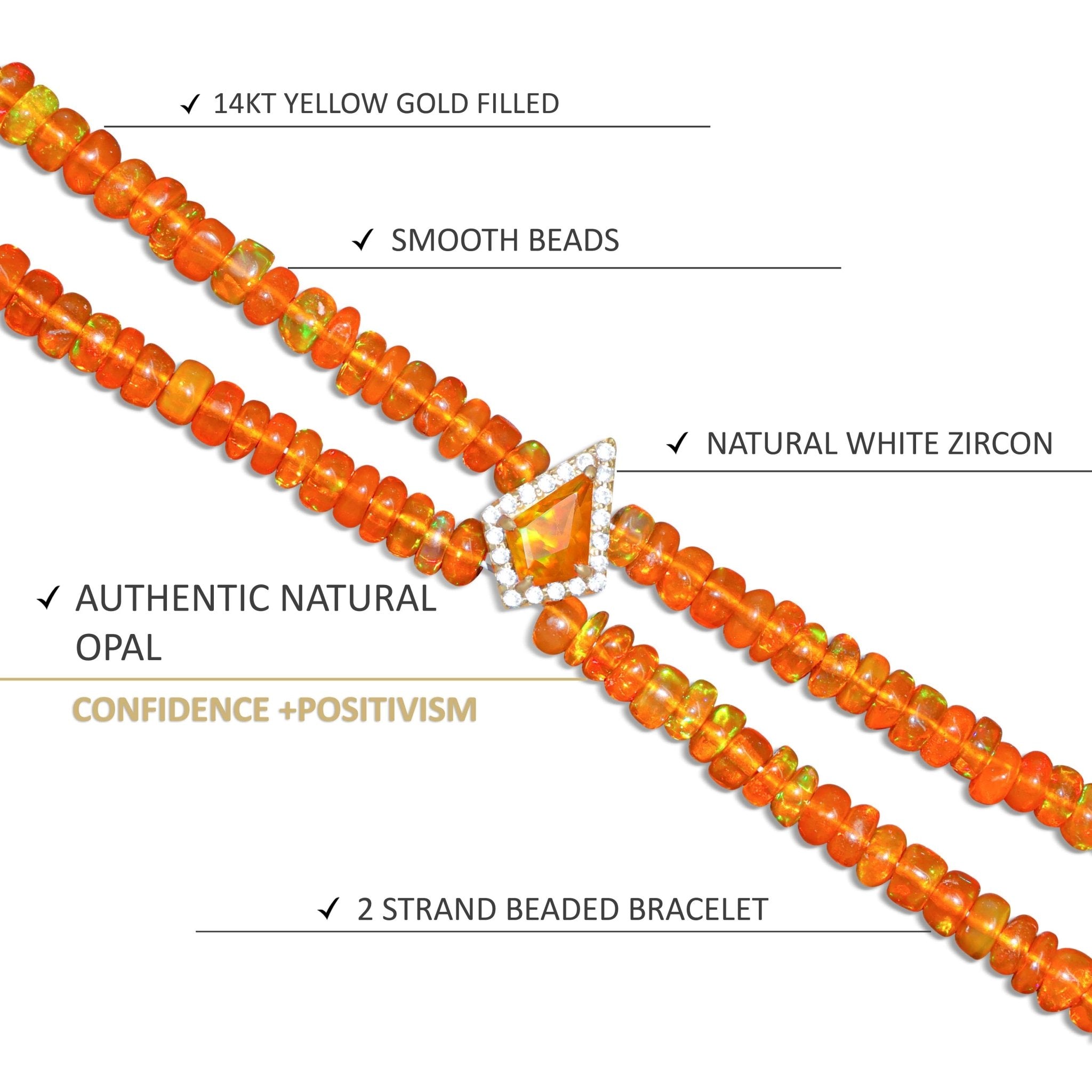 Natural Orange Opal Two - Strand Kite Charm Beaded Bracelet - Goodstone Jewels