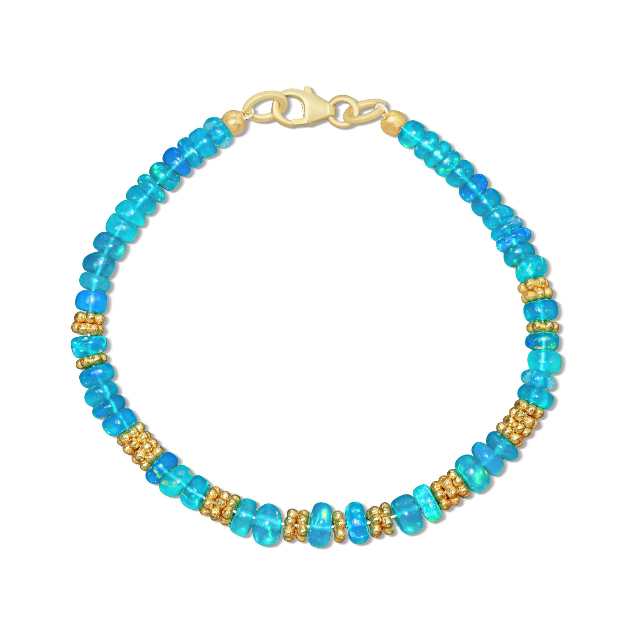 Natural Paraiba fire opal beaded bracelet for her - Goodstone Jewels
