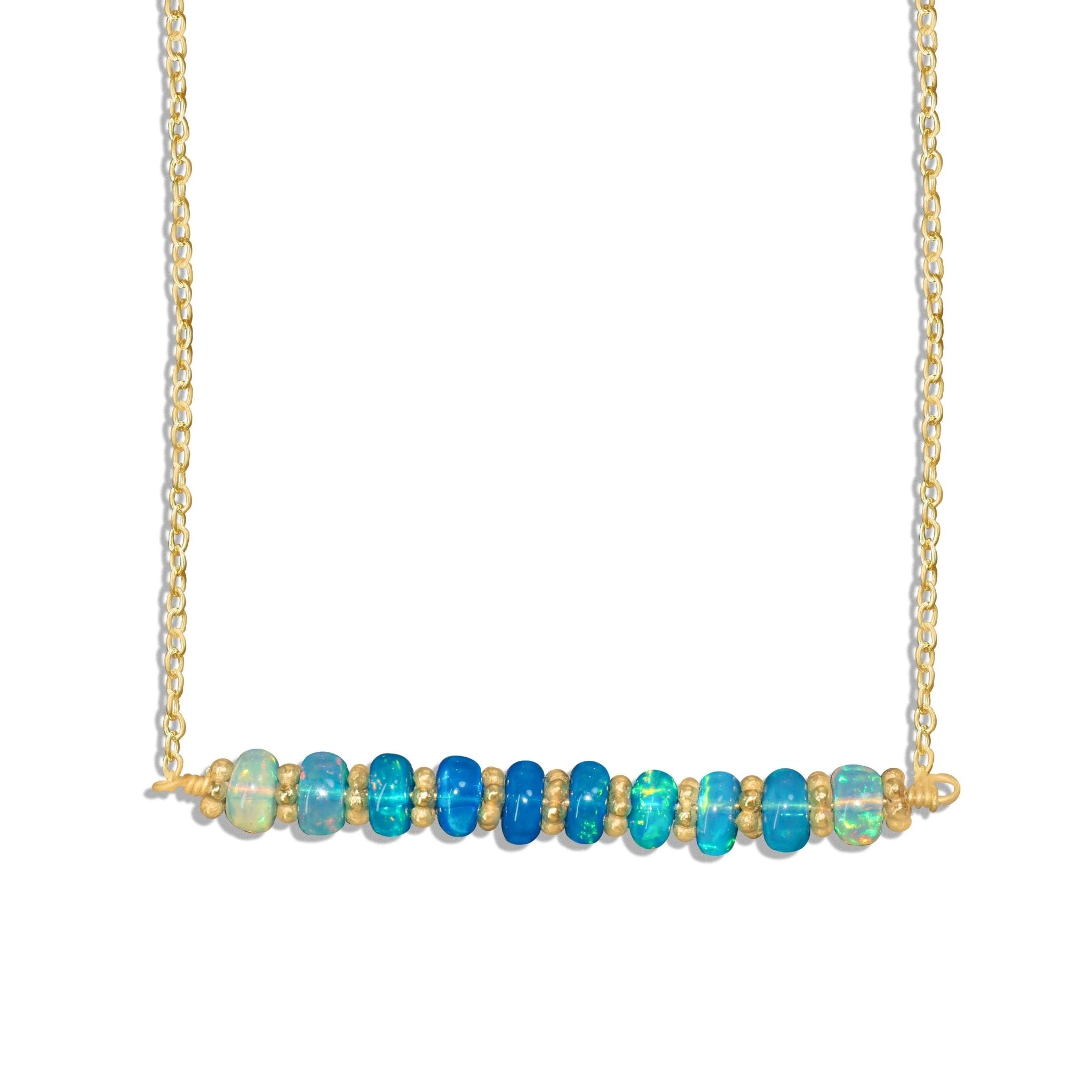 Natural Paraiba Opal Bar Chain Necklace for Women - Goodstone Jewels