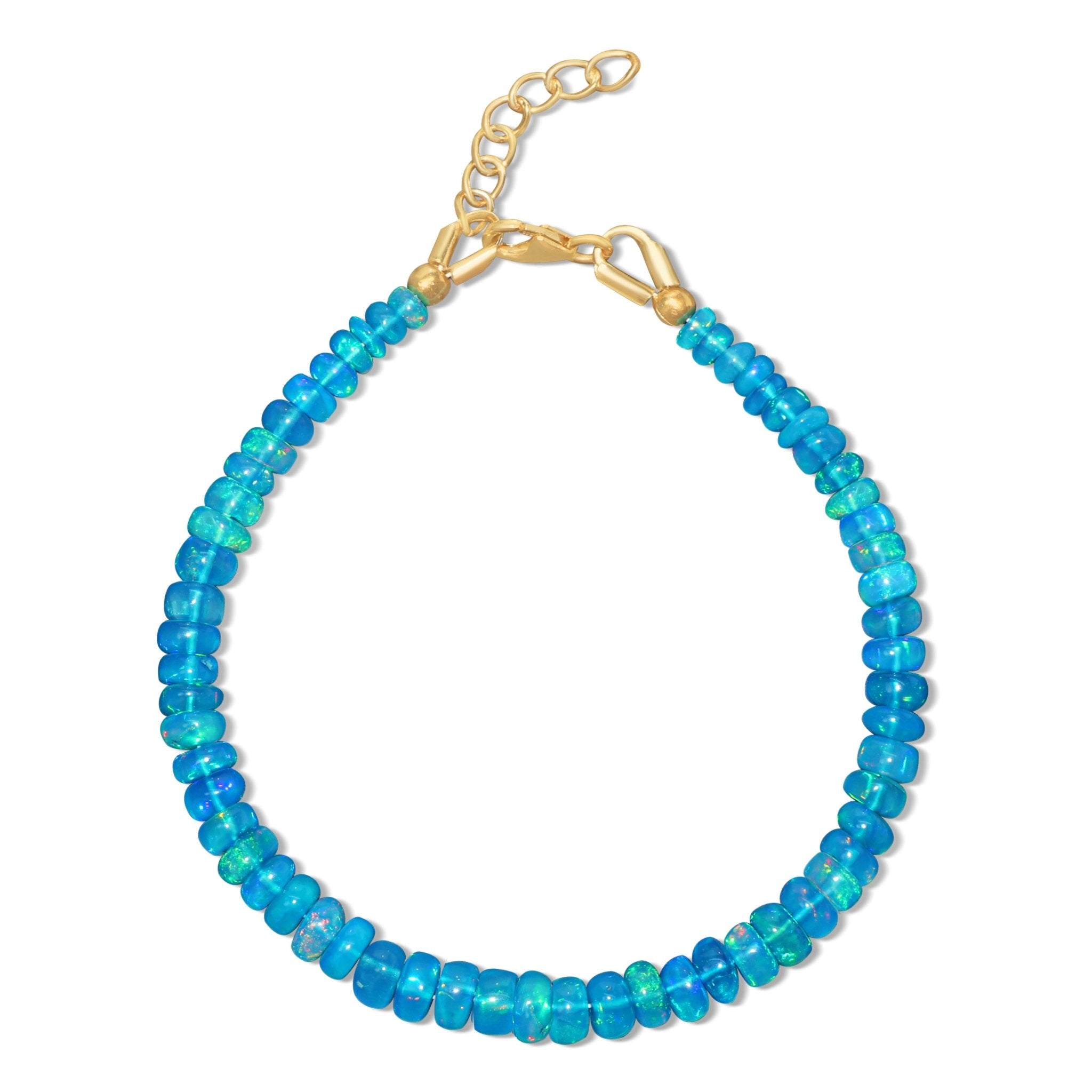 Natural Paraiba Opal Plain Beaded Bracelet Handmade Jewelry - Goodstone Jewels