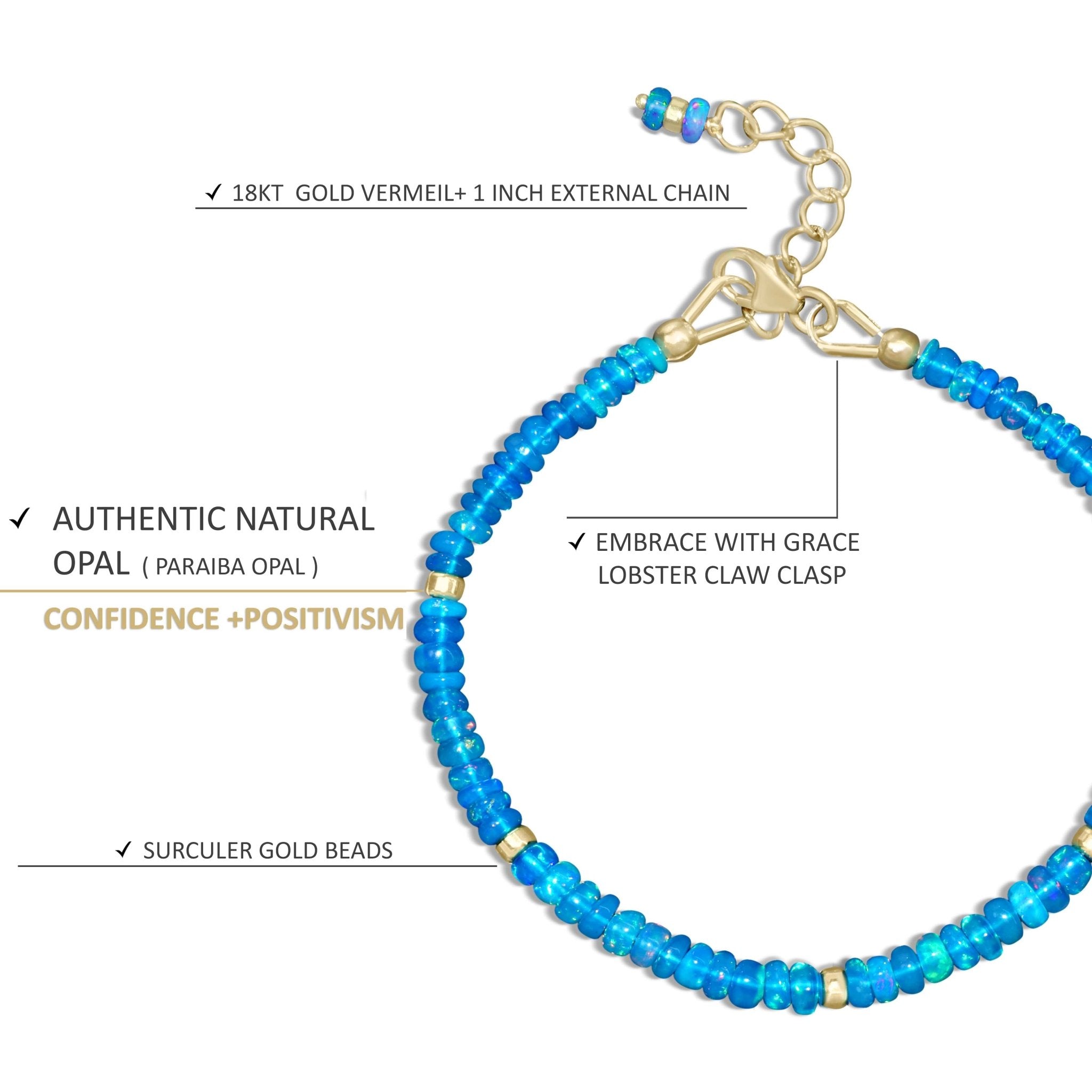 Natural Paraiba Opal Separator Bead Strand Rondelle Bracelet - Goodstone Jewels