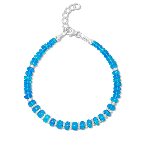 Natural Paraiba Opal Separator Rondelle Beaded Bracelet