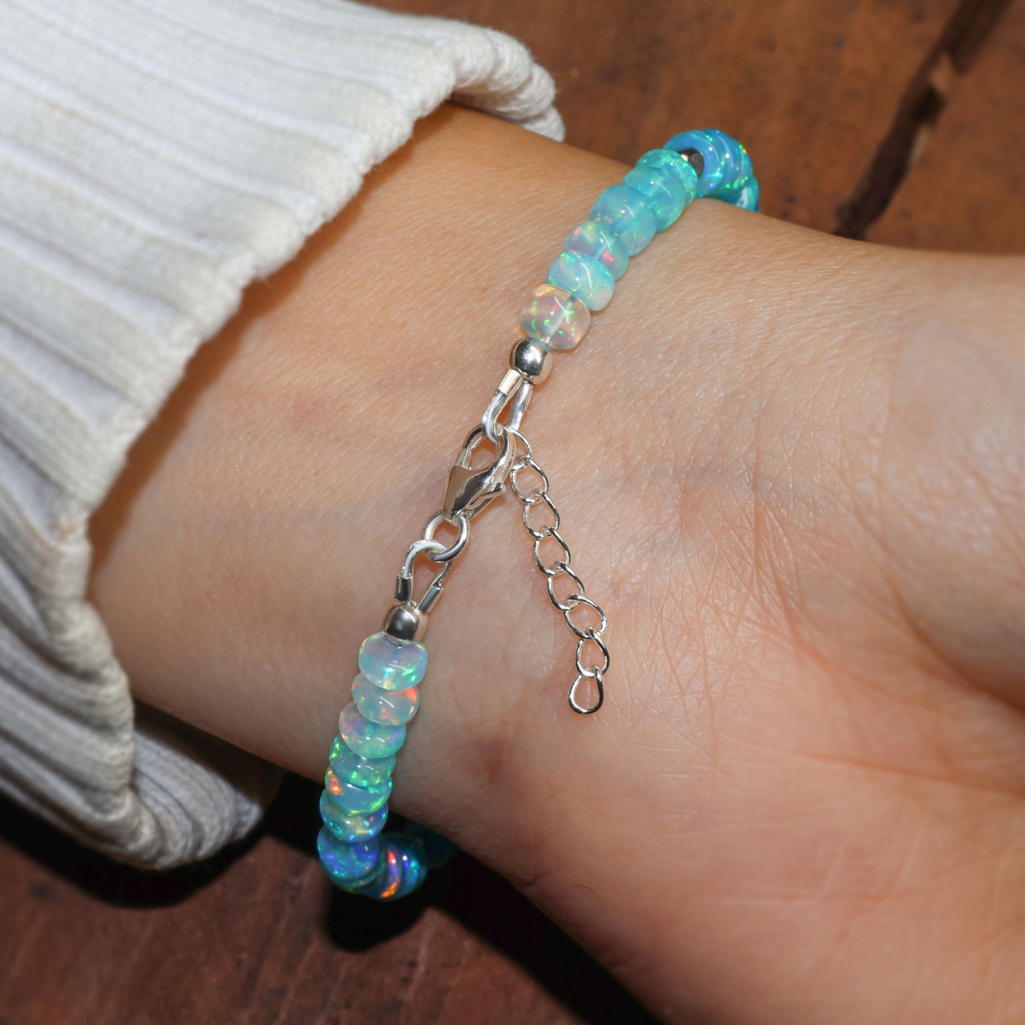 Natural Paraiba Opal Shaded Dainty Beaded Bracelet Gold Filled Handmade Bracelets - Goodstone Jewels