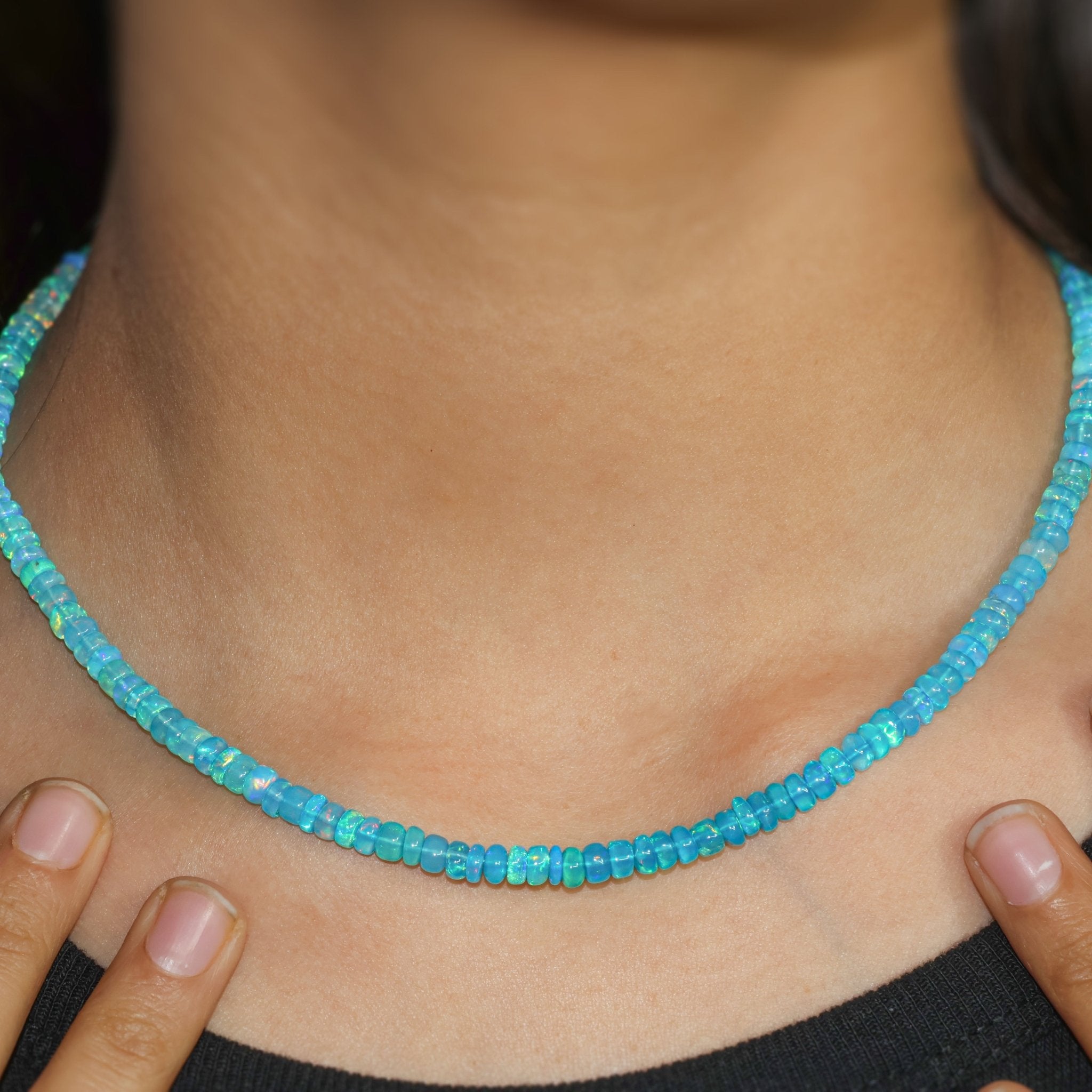 Natural Paraiba Opal Shades Beaded Necklace for Women - Goodstone Jewels