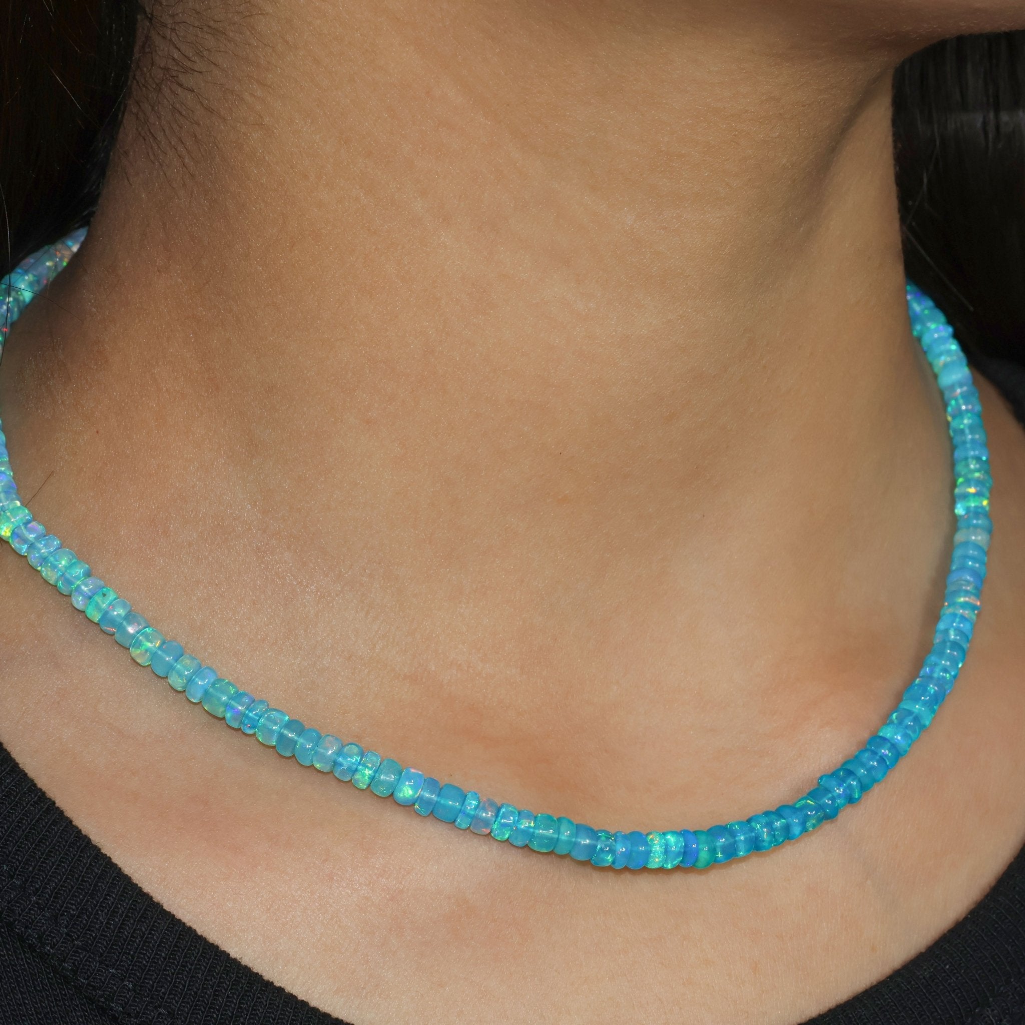 Natural Paraiba Opal Shades Beaded Necklace for Women - Goodstone Jewels