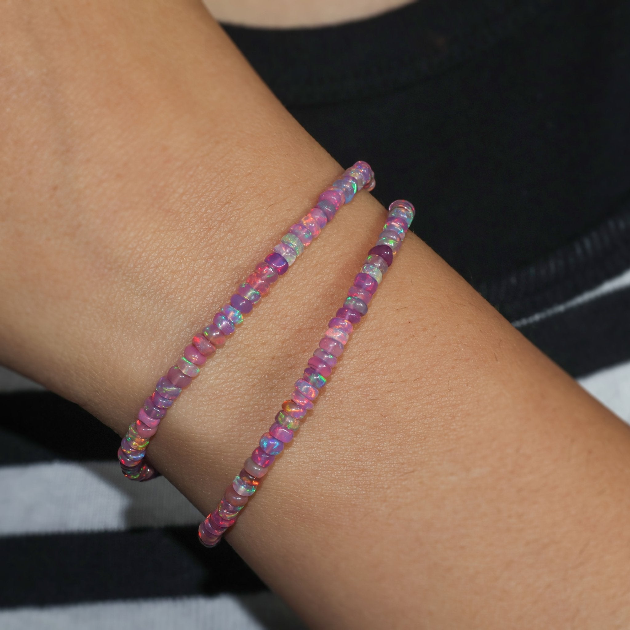 Natural Purple Opal 2 Strand Plain Beaded Handmade Bracelet - Goodstone Jewels