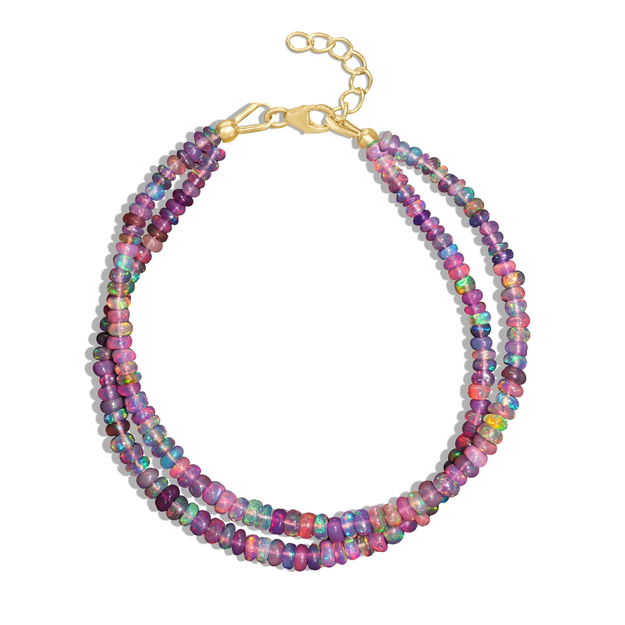 Natural purple opal bracelet with 2 strand plain handmade beads