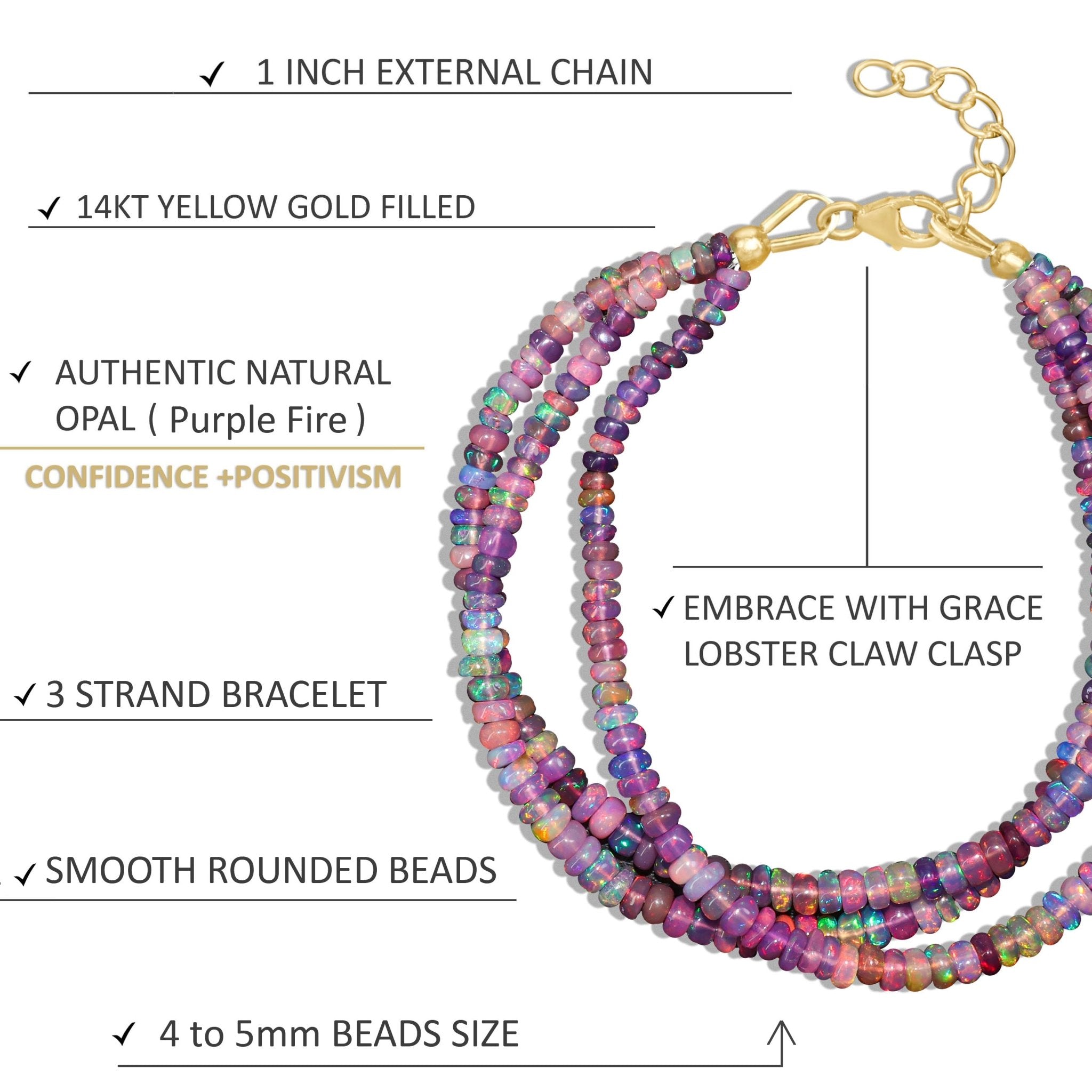 Natural Purple Opal 3 Strand Plain Beaded Bracelet - Goodstone Jewels
