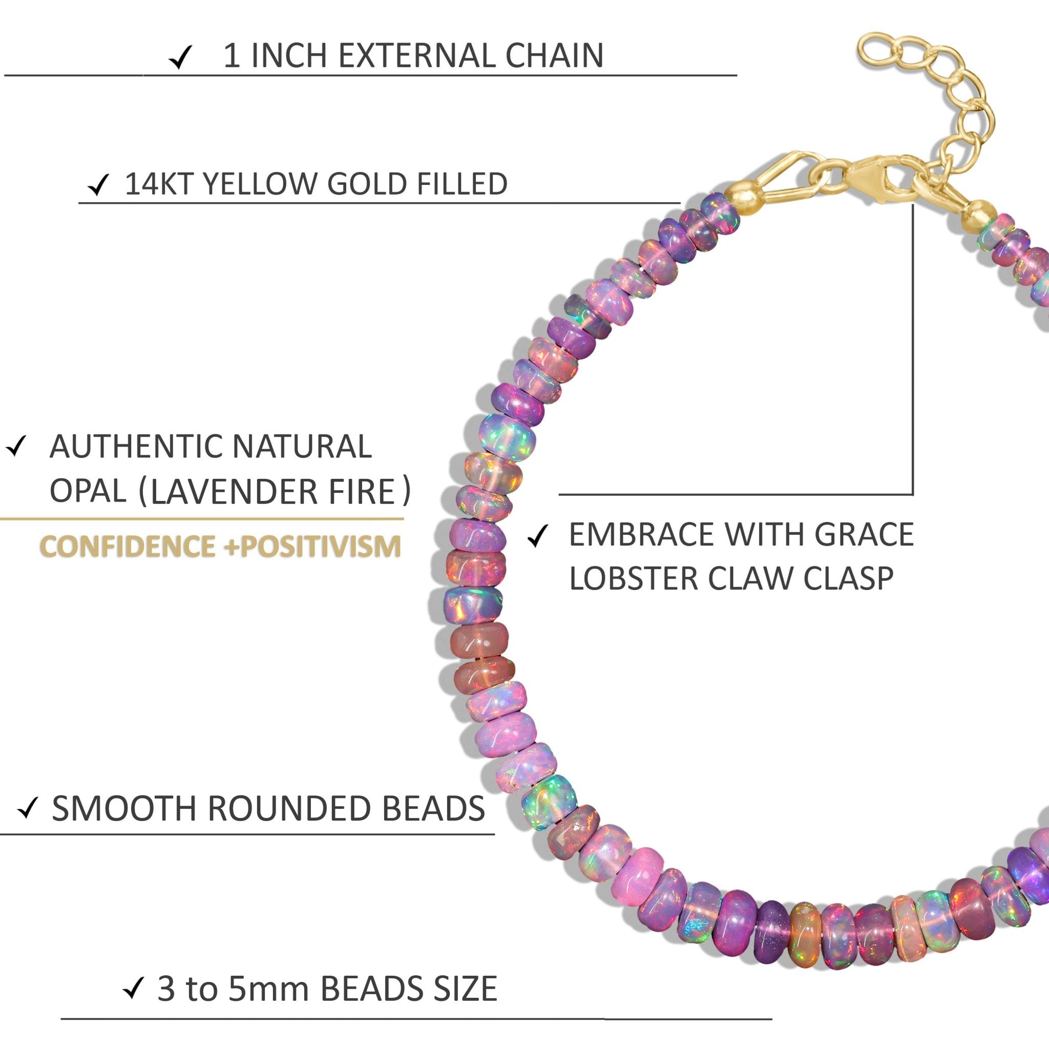 Natural Purple Opal 4 - 5MM Plain Beaded Handmade Bracelet - Goodstone Jewels