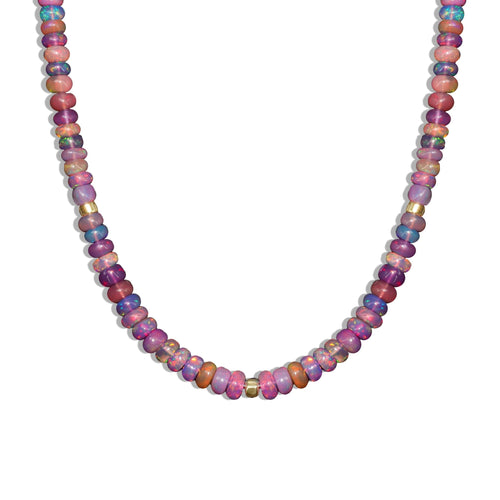 Natural Purple Opal Plain Beaded Necklace for Women