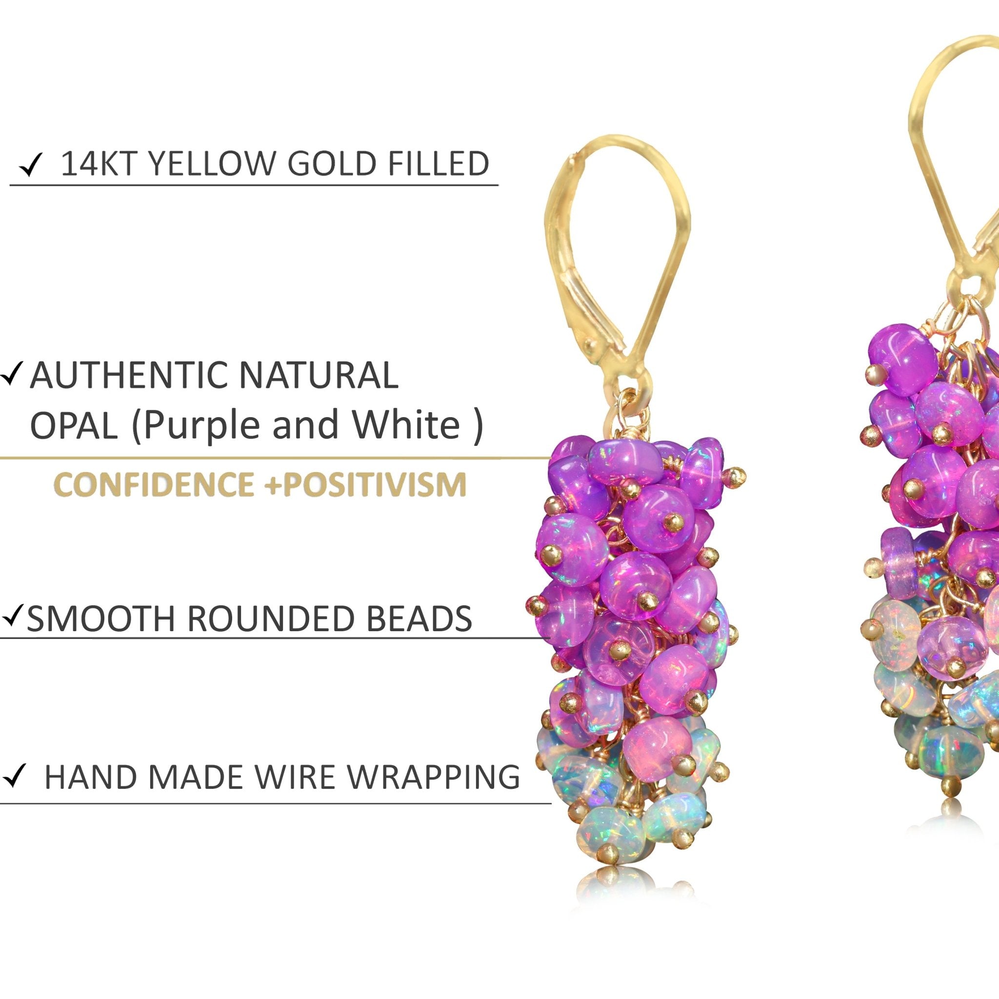 Natural Purple Opal Shaded Beads Cluster Handmade Earrings - Goodstone Jewels