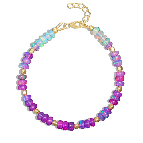 Natural Purple Opal Shaded Dainty Beaded Bracelet Gold Filled Handmade Bracelets