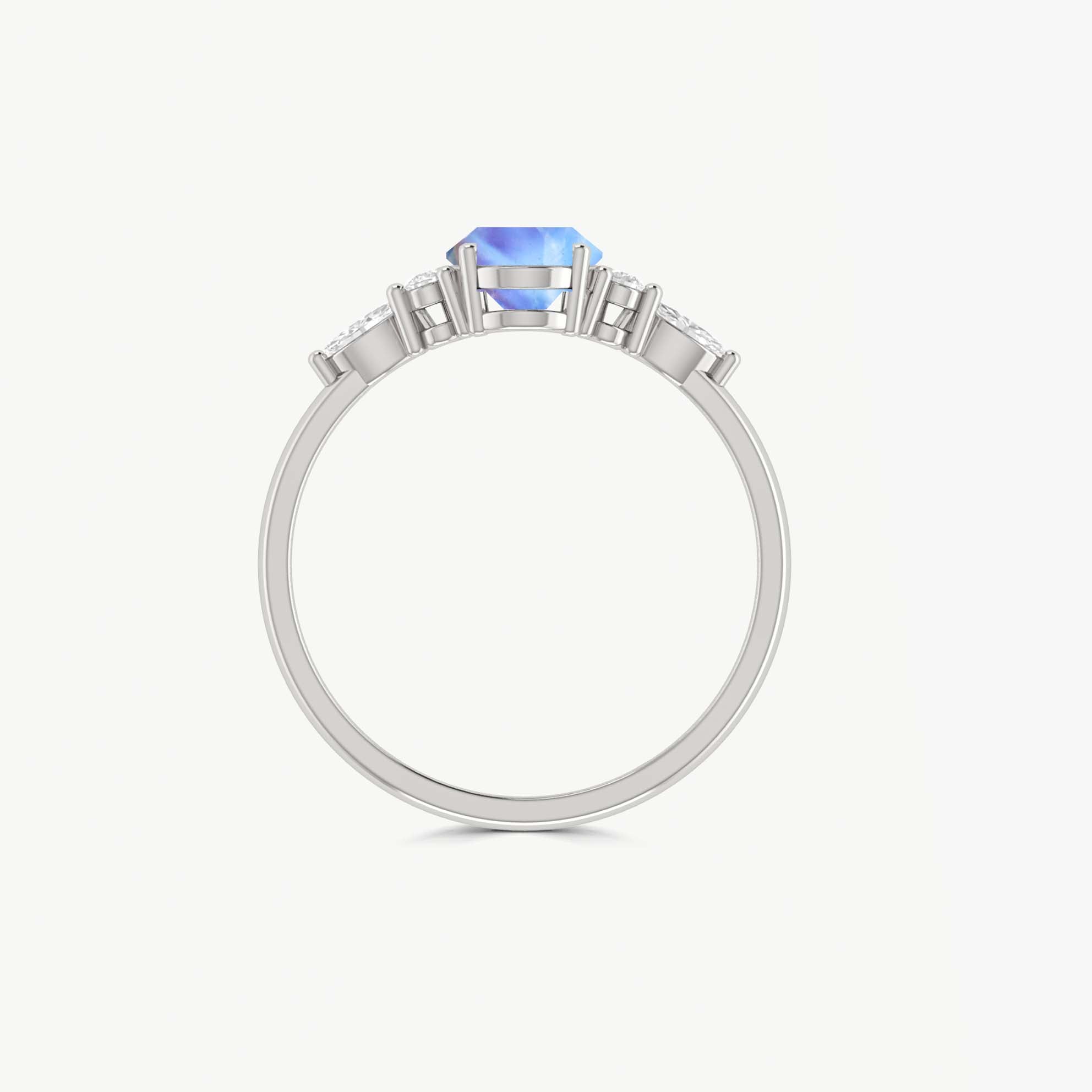 Natural Rainbow moonstone oval shape stone Engagement ring - Goodstone Jewels