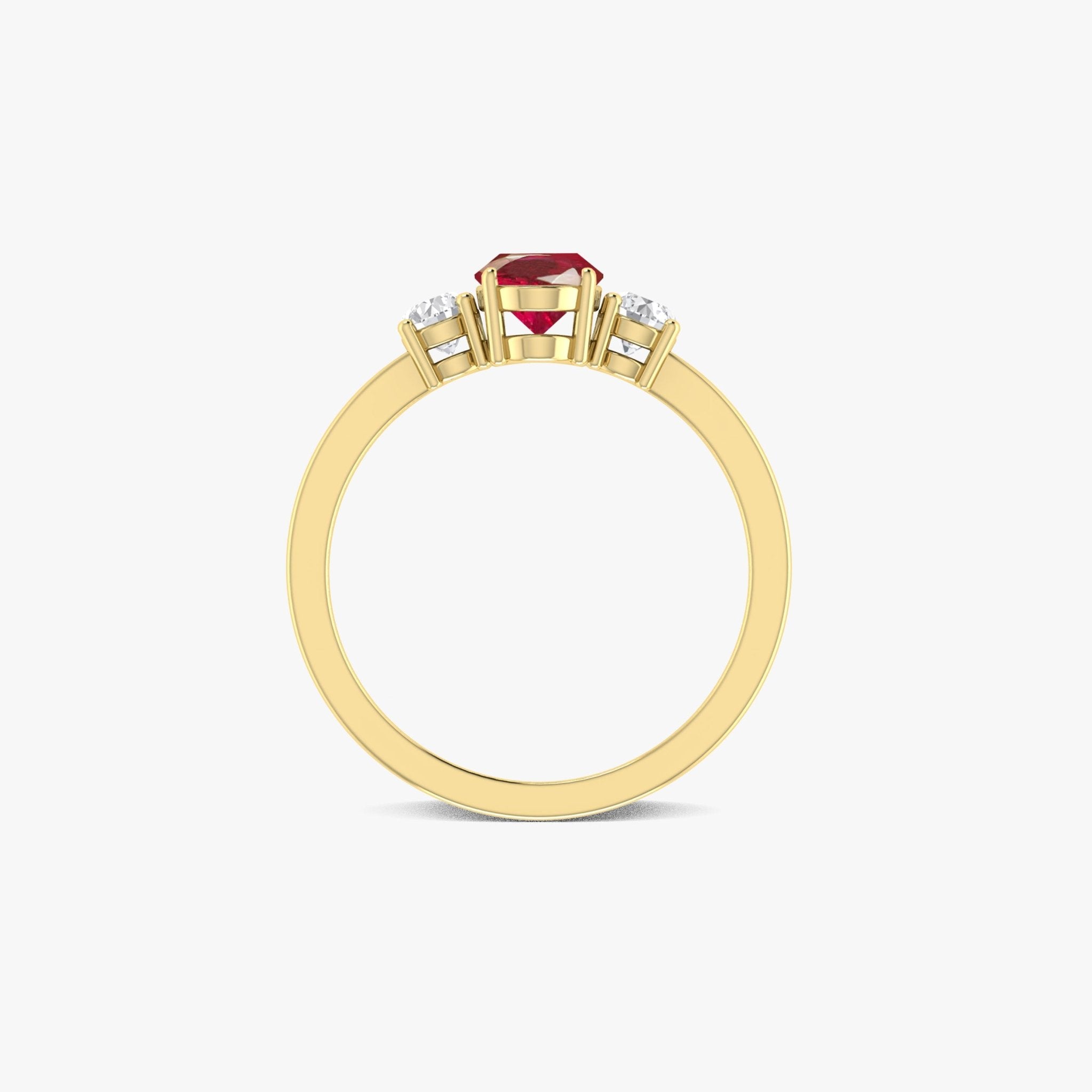 Natural Ruby and White Zircon Engagement Three Stone Ring - Goodstone Jewels