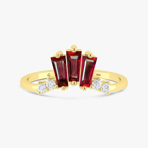 Ruby Crown Style Ring in Wishbone Design