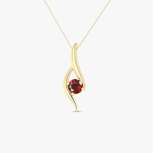 Natural Ruby Bypass Pendant Chain Necklace