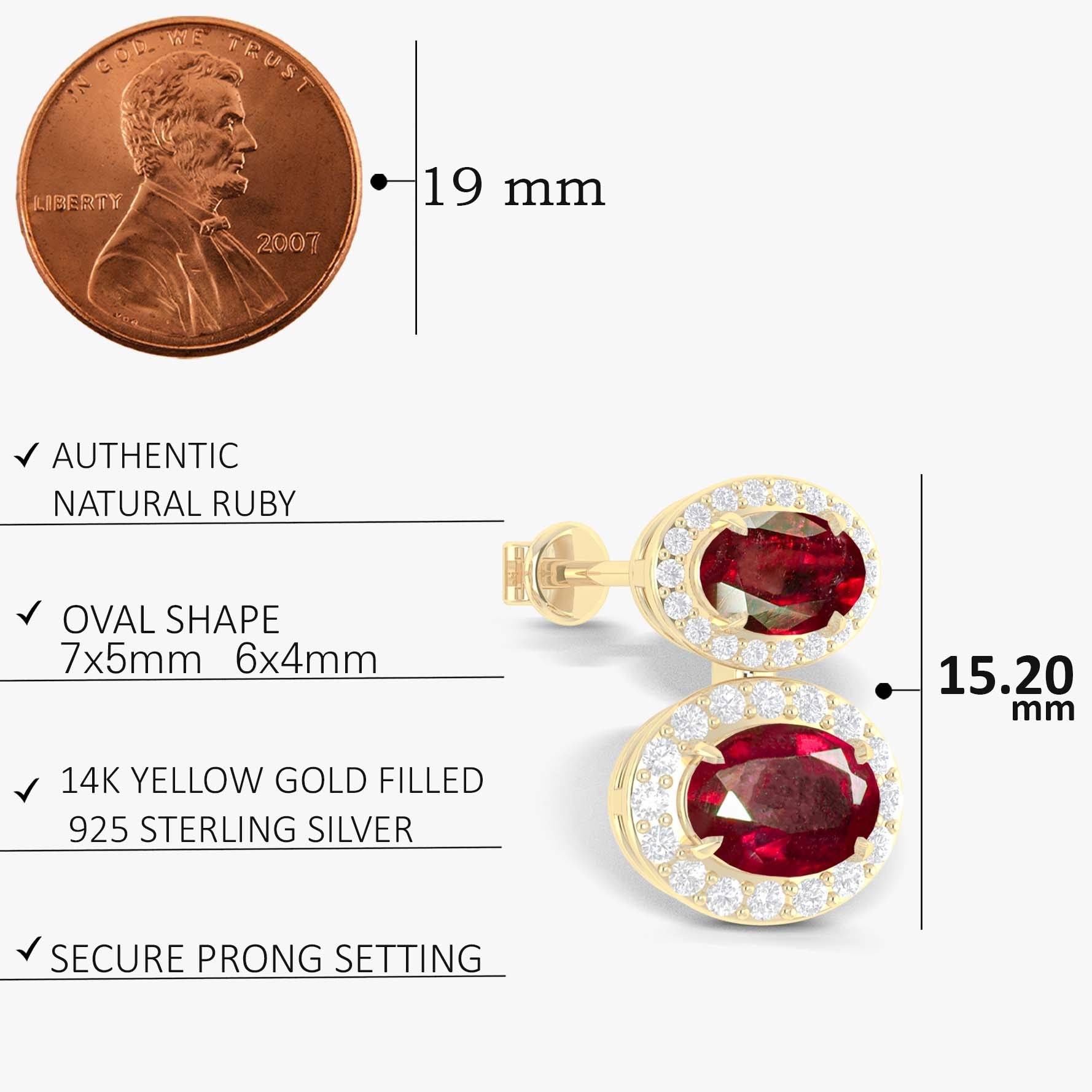 Natural Ruby Dual Stone Halo Stud Earrings - Goodstone Jewels