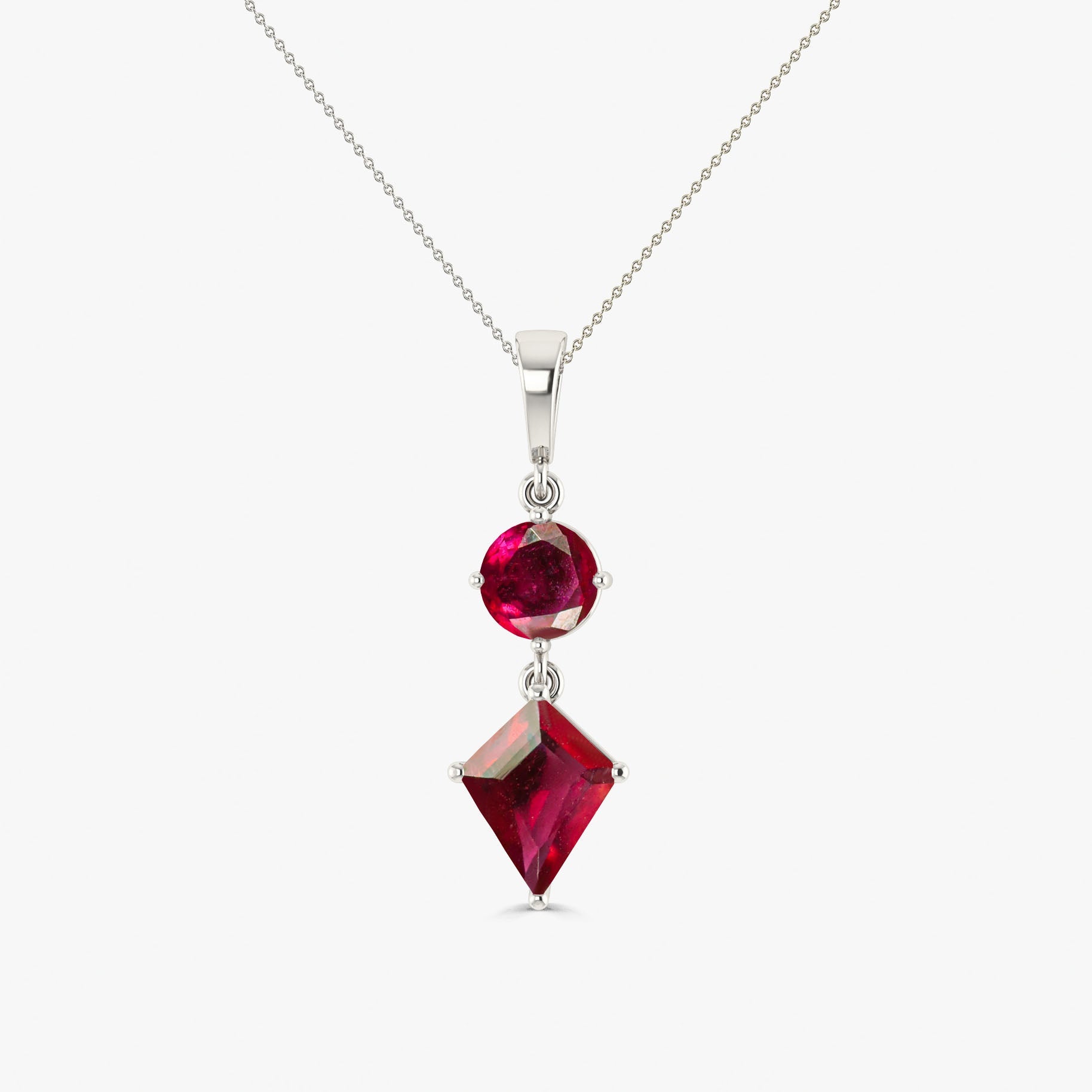 Natural Ruby Dual Stone Long Chain Pendant Necklace - Goodstone Jewels