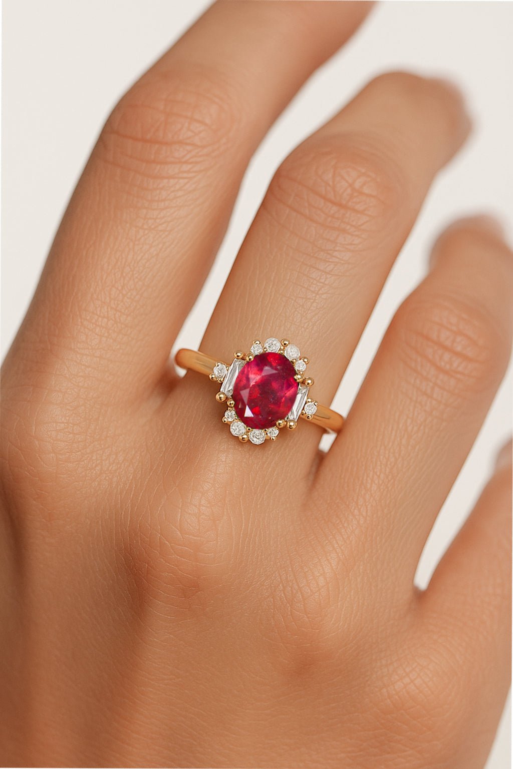 Natural Ruby Halo Wedding Ring - Goodstone Jewels