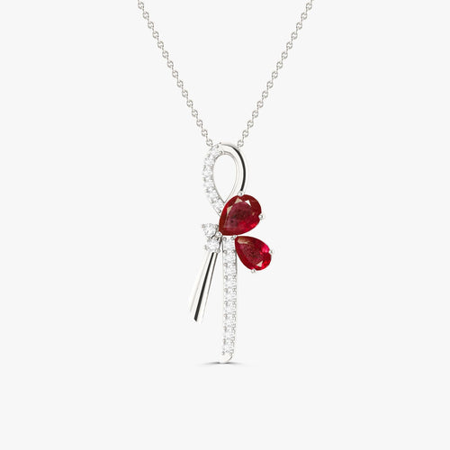 Natural Ruby Knot Style Charm Pendant Necklace