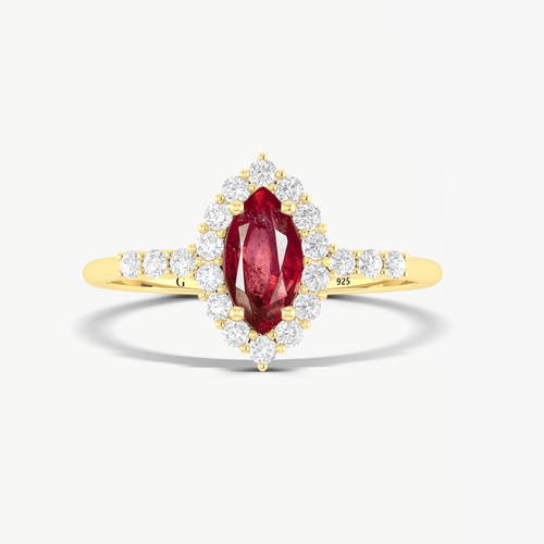 Ruby Marquise Halo Wedding Ring