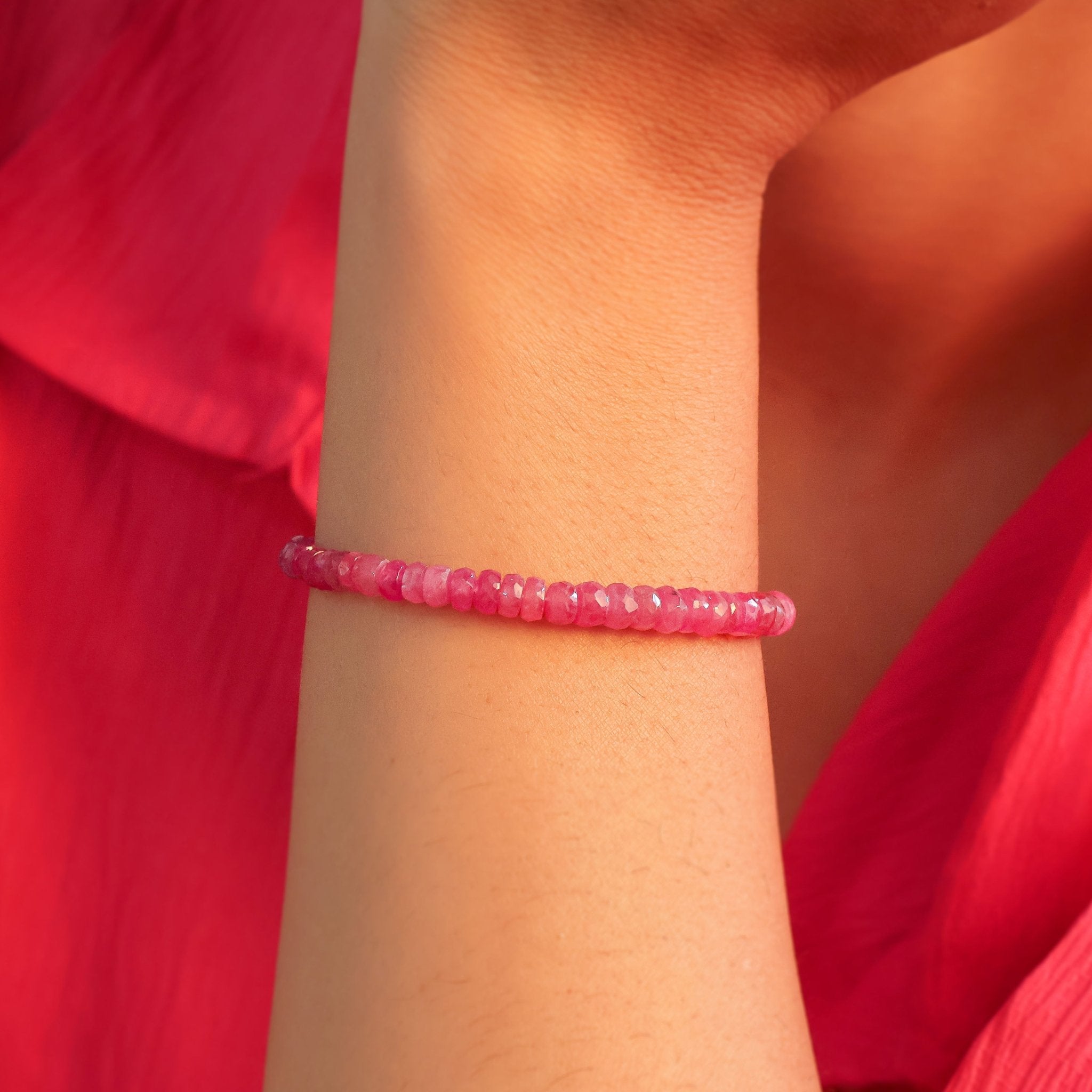 Natural Ruby Plain Beaded Bracelet Handmade Jewelry - Goodstone Jewels