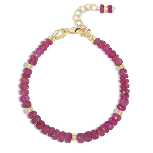 Natural Ruby Separator Bead Strand Rondelle Bracelet