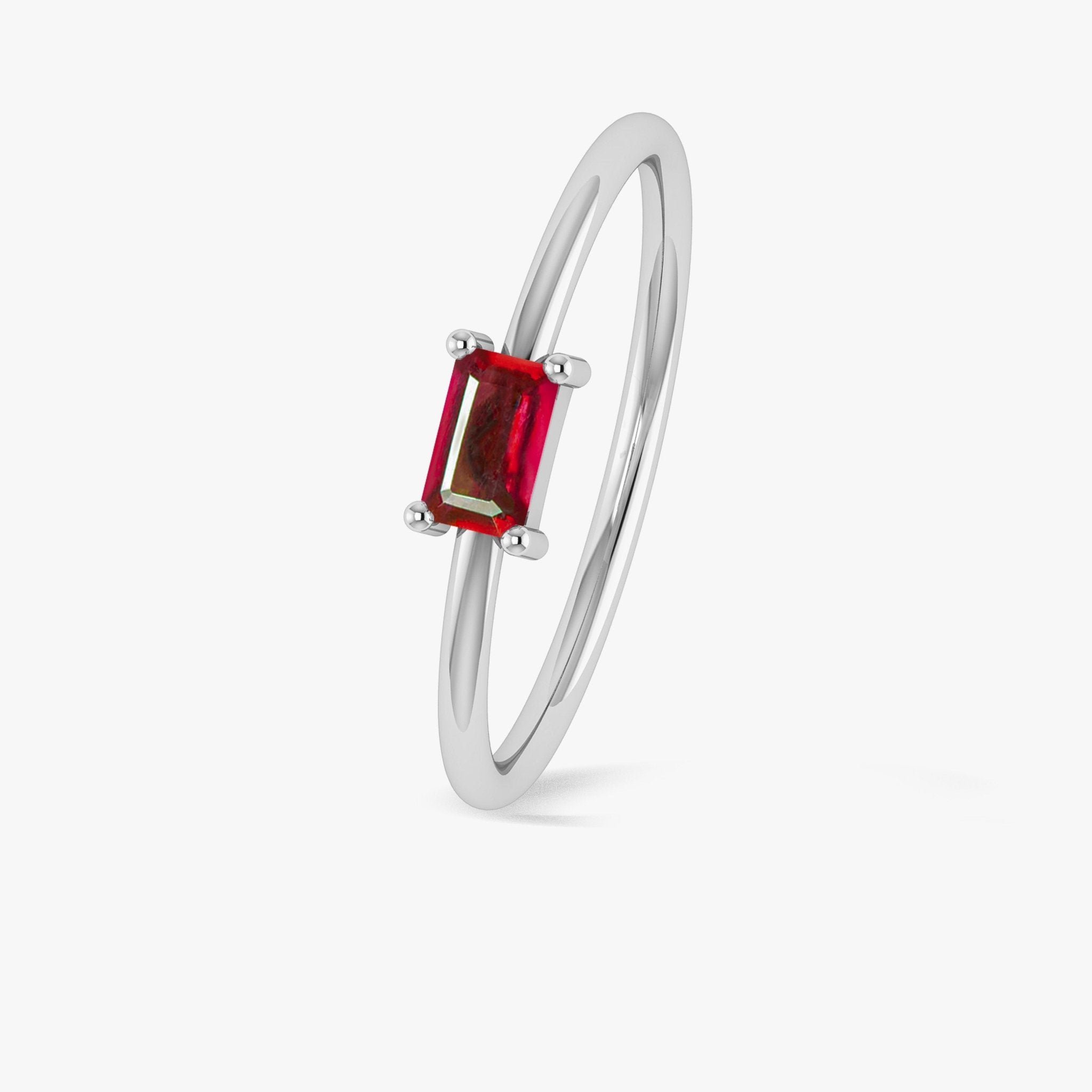 Natural Ruby SINGLE BAGUETTE STONE SOLITAIRE RING - Goodstone Jewels