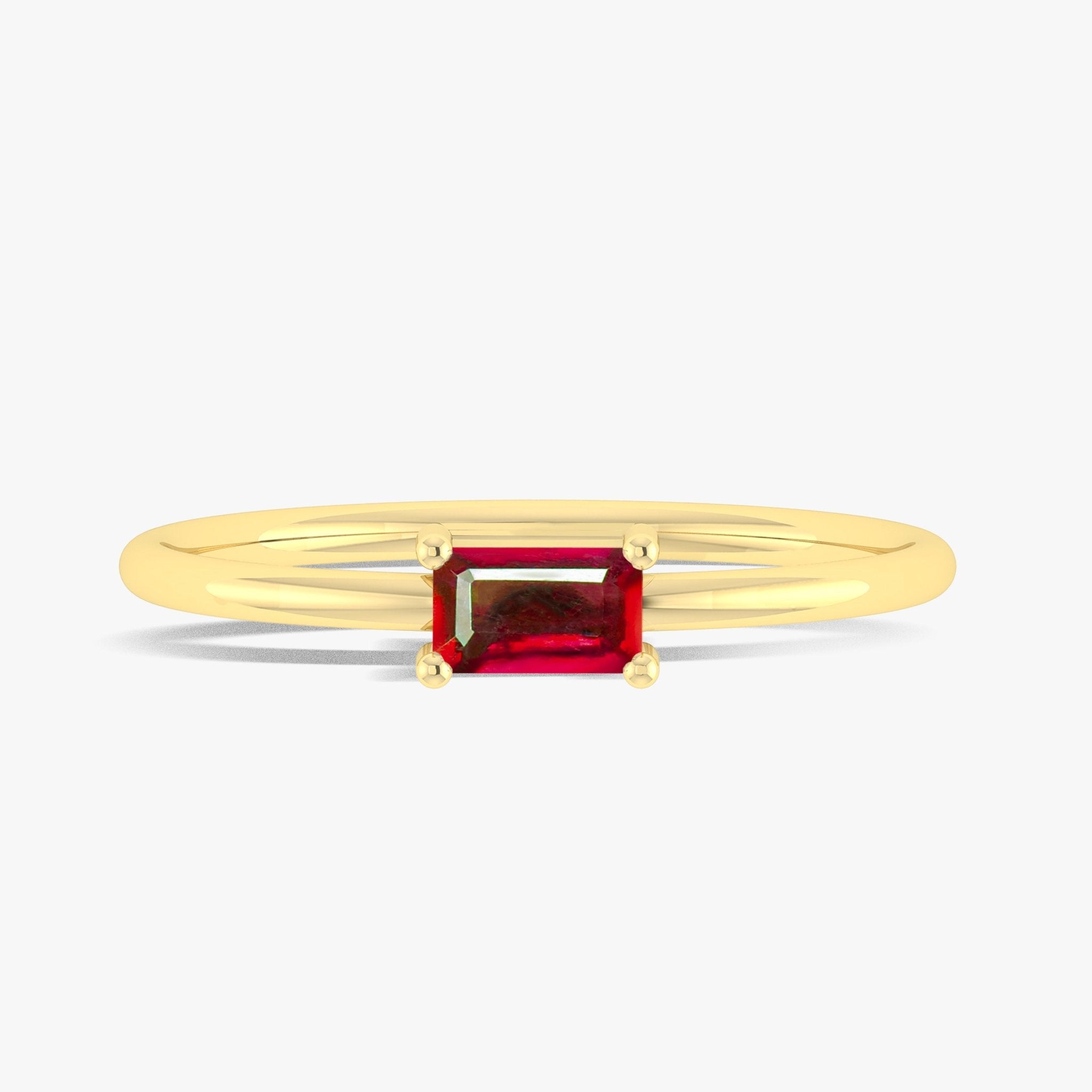 Natural Ruby SINGLE BAGUETTE STONE SOLITAIRE RING - Goodstone Jewels