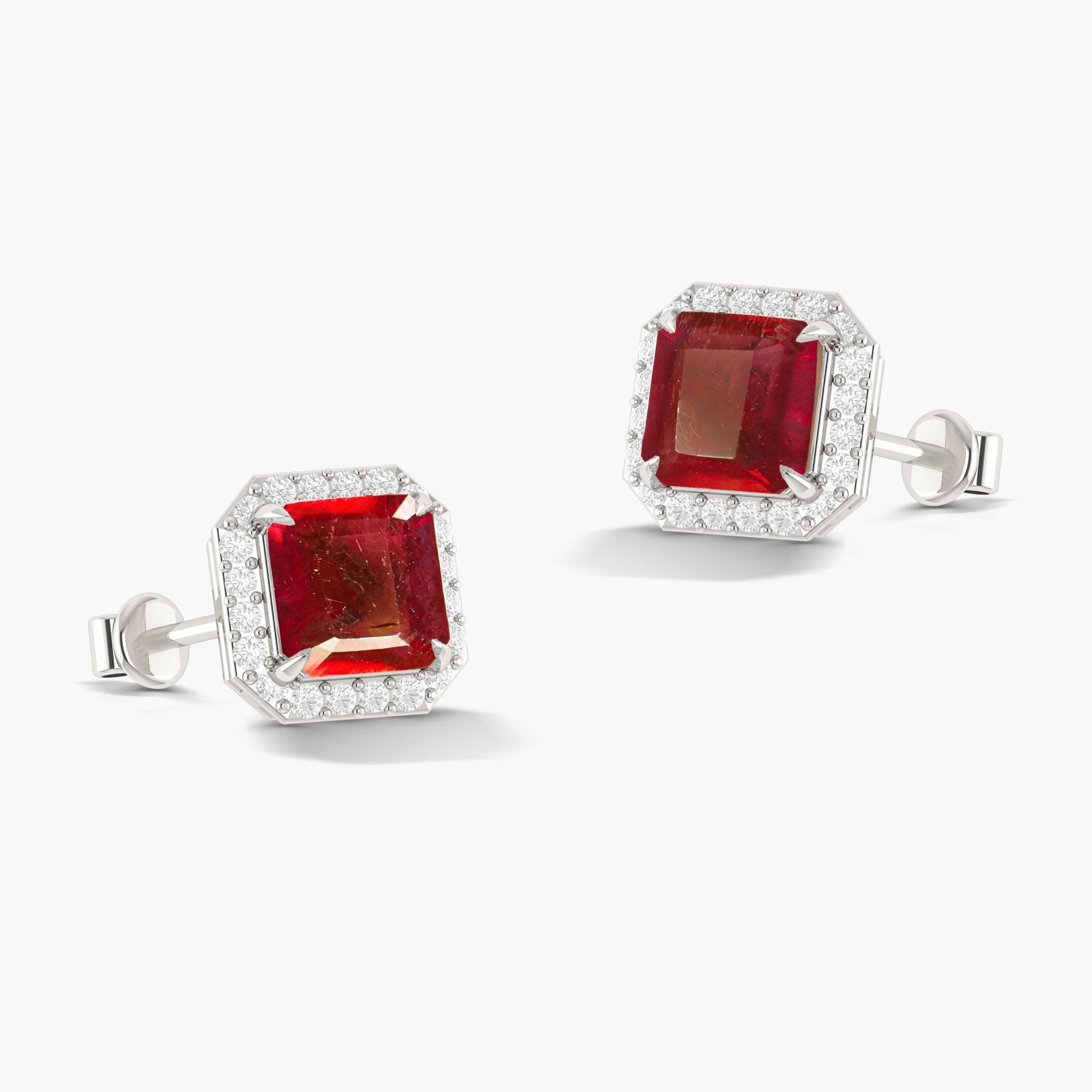 Natural Ruby Stud Earrings Push Back - Goodstone Jewels