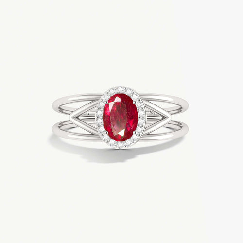 Ruby & Zircon Stackable Halo Ring