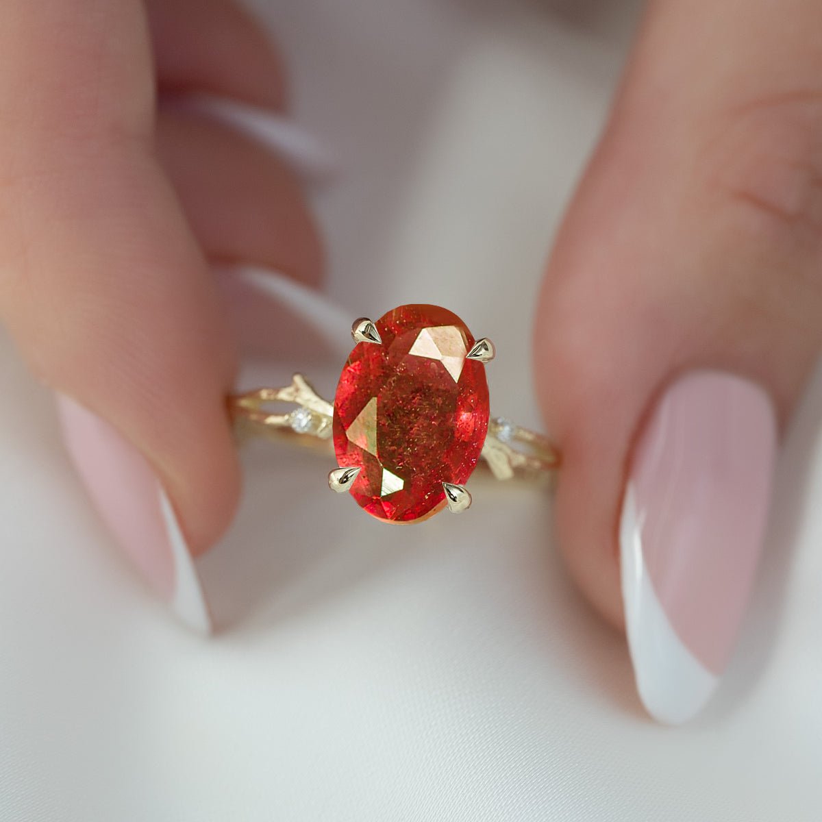 Natural Ruby with Side Stone Crossover Solitaire Ring - Goodstone Jewels