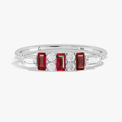 Natural Ruby Designer Statement Ring with White Zircon