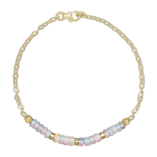 Natural White Opal Beaded Chain Bracelet Handmade Beads Bracelets