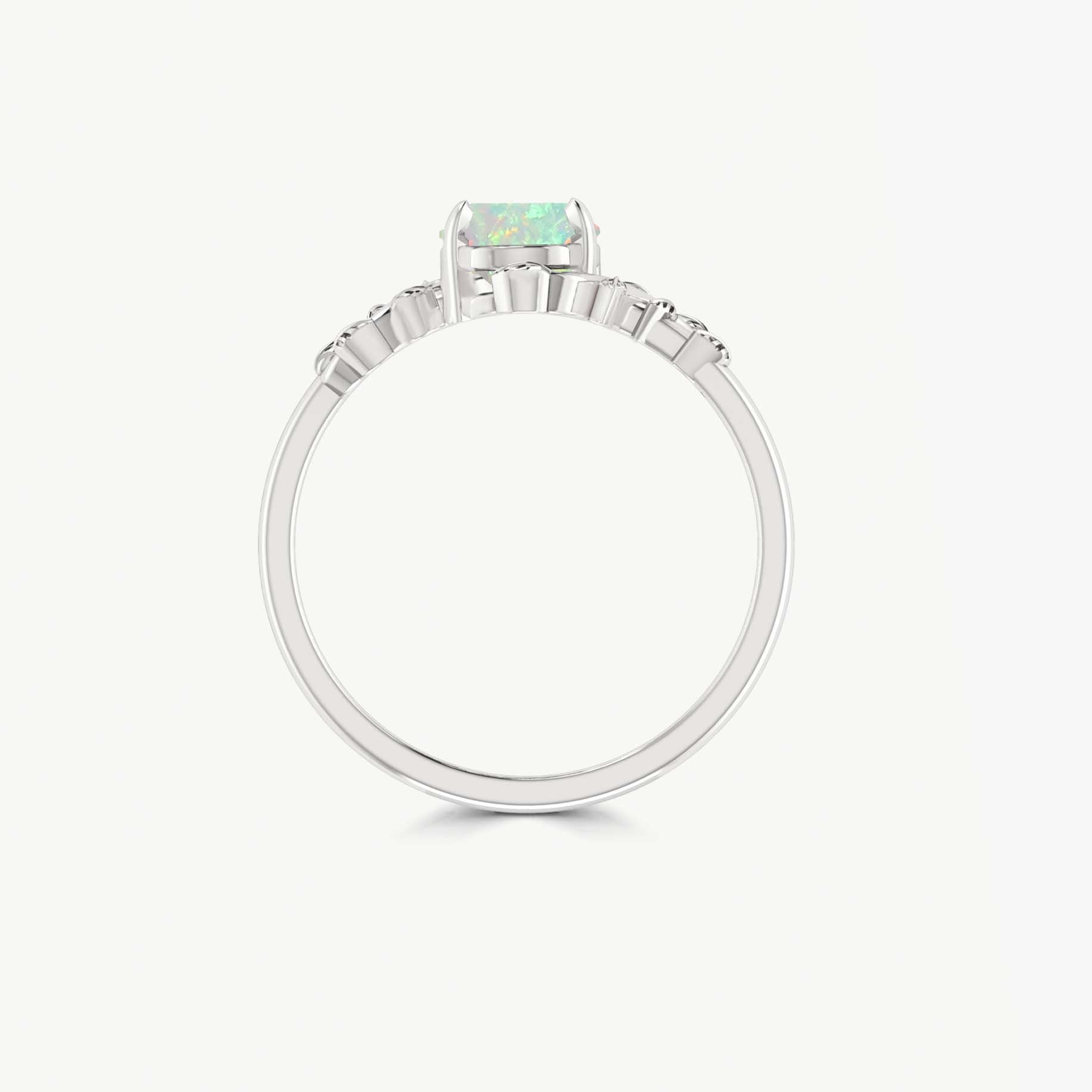 Natural White Opal Bypass Leaf Style Ring - Goodstone Jewels