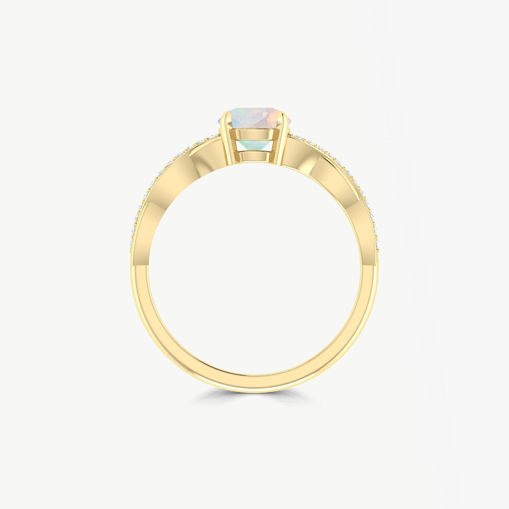 Natural White Opal Crossover Ring for Womens Birthstone Jewelry - Goodstone Jewels