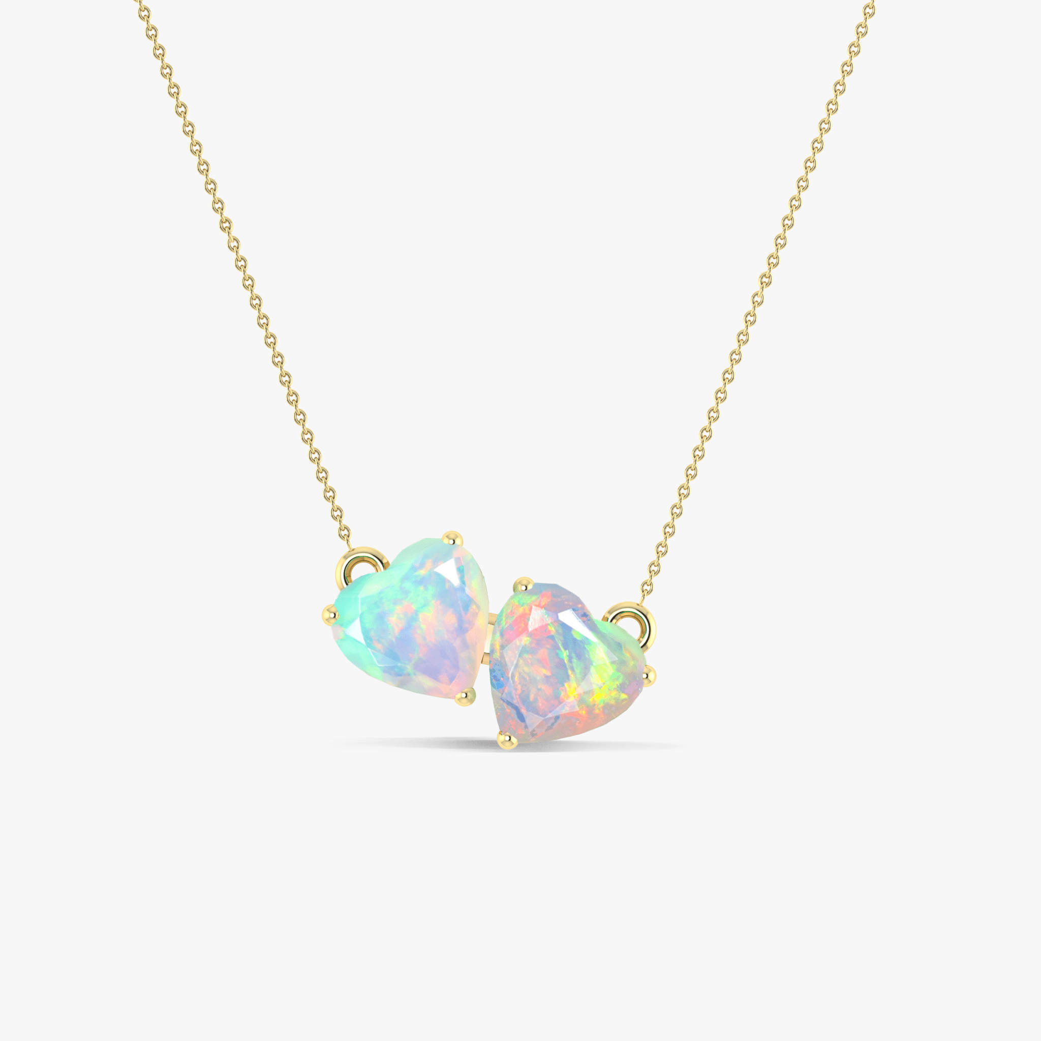 Natural White Opal Dual Heart Pendant - Goodstone Jewels