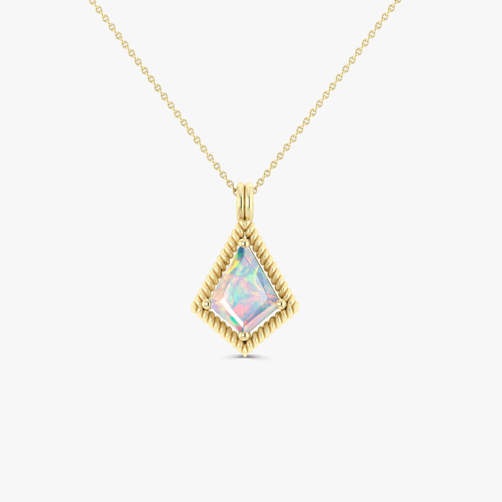 Natural White Opal Kite Style Chain Pendant Necklace - Goodstone Jewels